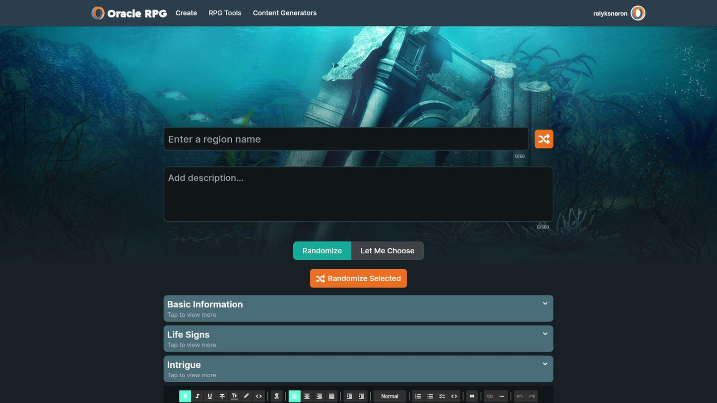 World Generator Oracle RPG Module
