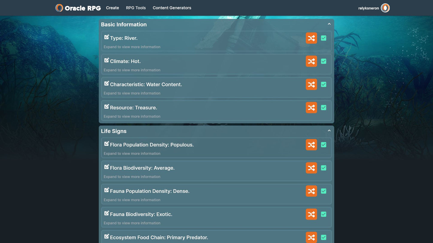 World Generator Oracle RPG Module