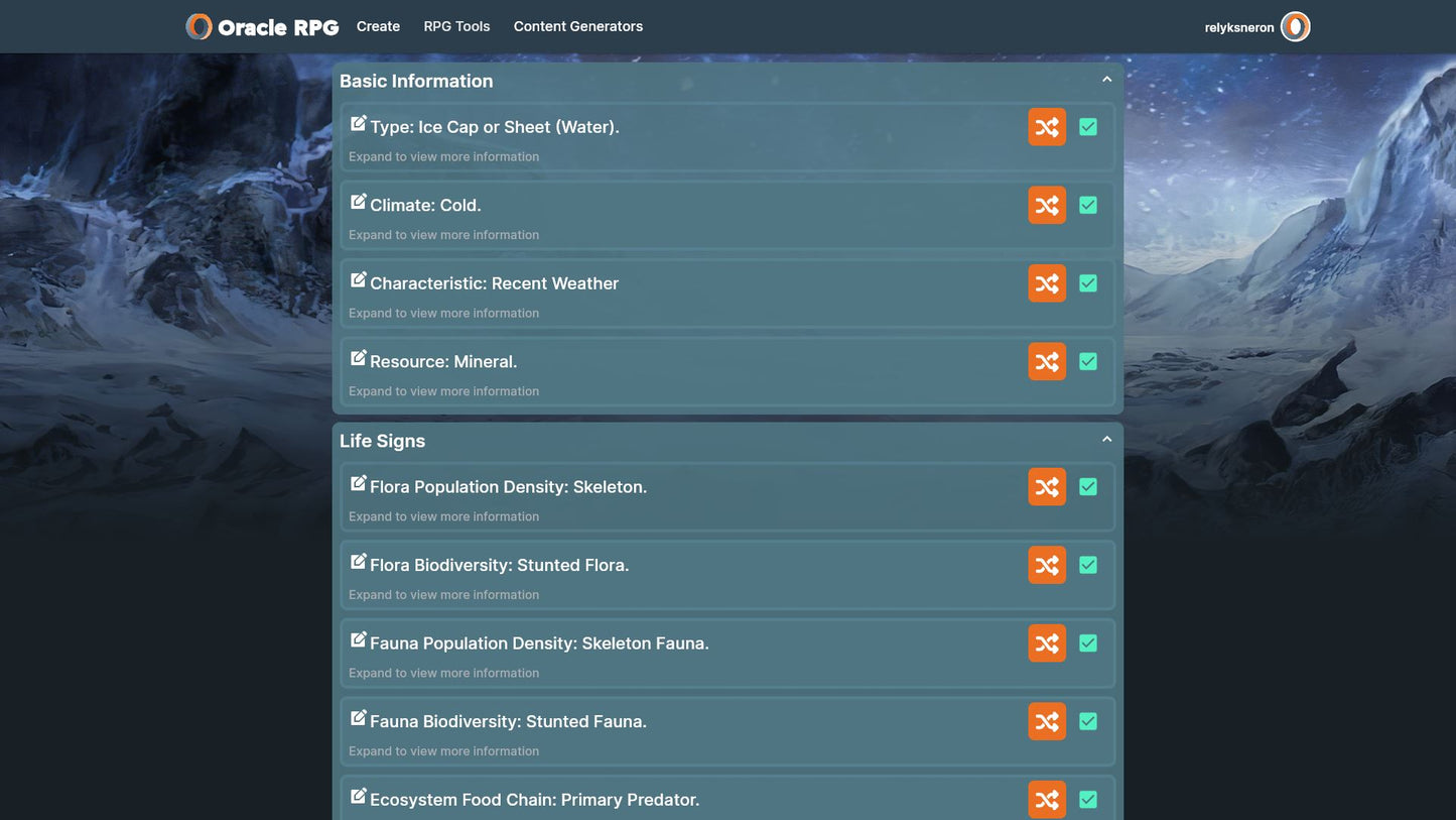 World Generator Oracle RPG Module