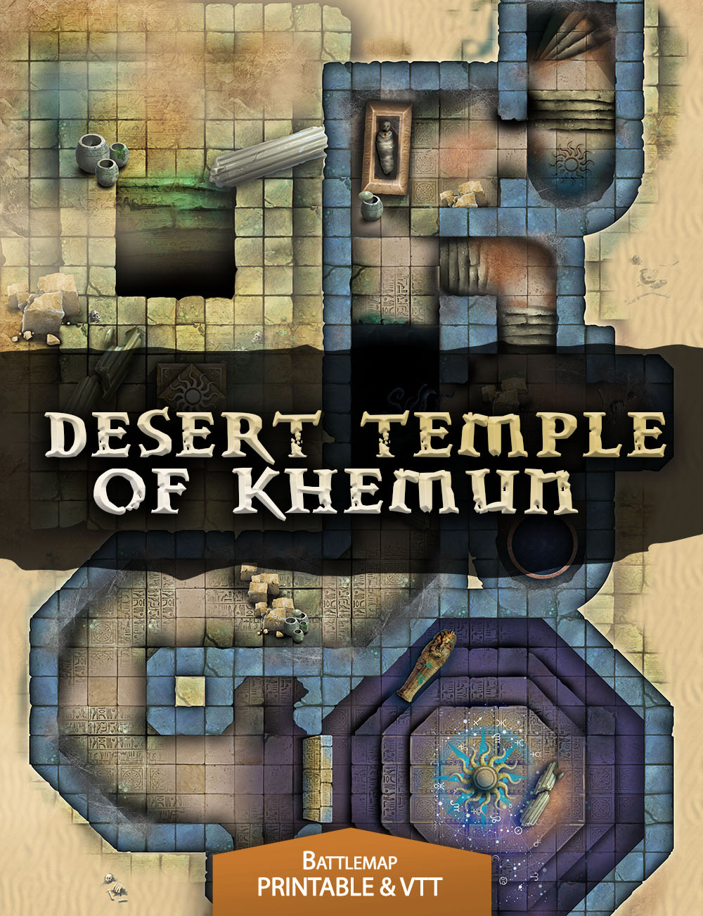 Desert Temple Of Khemun Printable Vtt Battlemap Nord Games